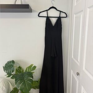 Elegant Black Lace Evening Romper
